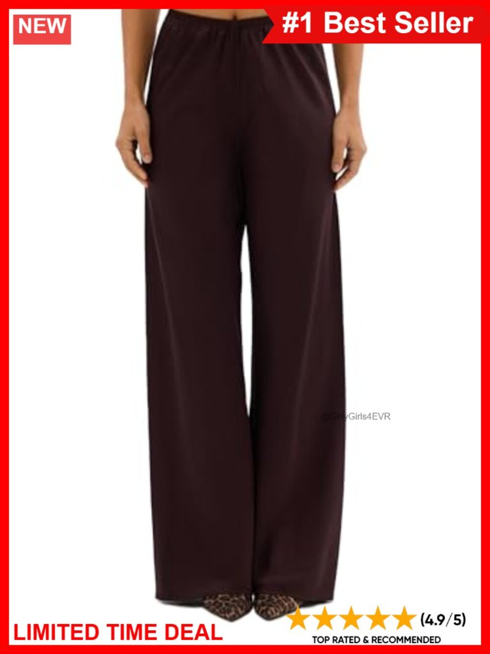 Satin Silk Wide Leg Dress Pants Low Rise Baggy Pull On